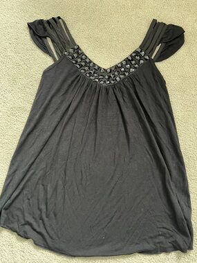 Buffalo David Bitton Black Jeweled Strap Tank Top